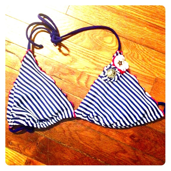 Sailor stripe string bikini top