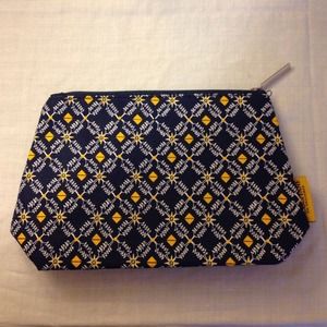 Blue and yellow makeup bag