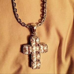 SOLD.   CZ Cross pendant and chain
