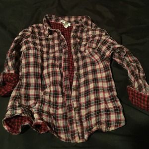 Red checkered flannel top