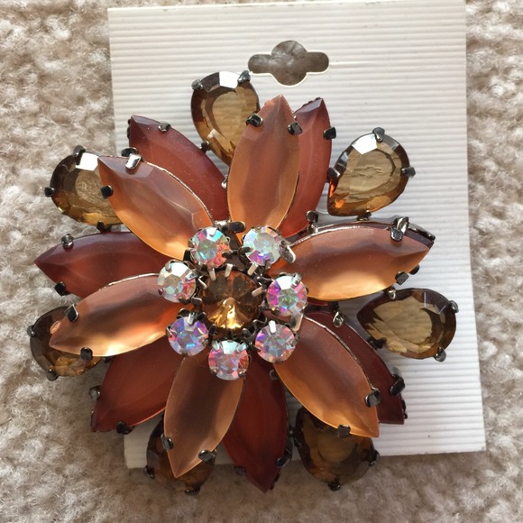 Topaz and AB rhinestoned pin
