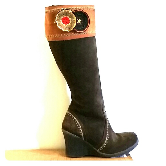 Brown suede boots