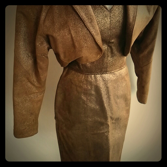 3 piece gold glitter leather outfit Bustier,
