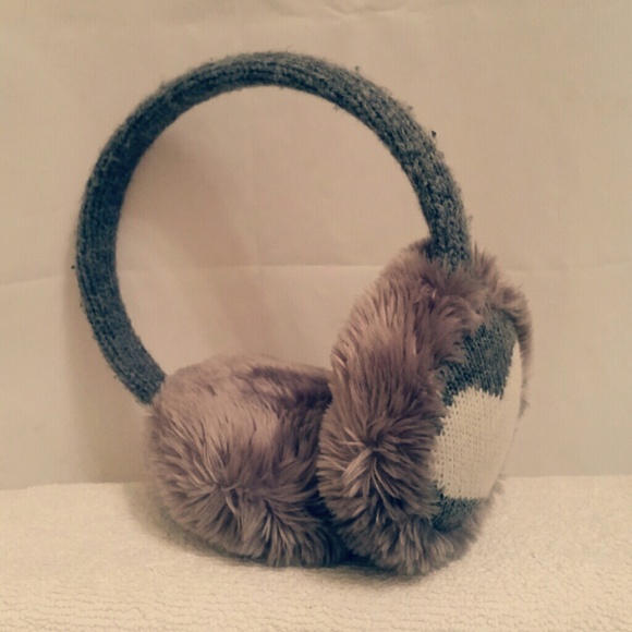 Fuzzy Knit Heart Earmuffs
