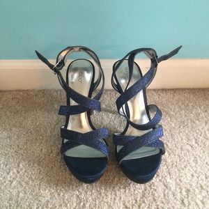 Blue sparkly high heels
