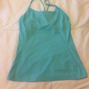 Turquoise spaghetti strap workout tank
