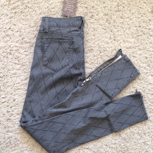 Paige Denim skinny Jeans ankle zip grey diamond