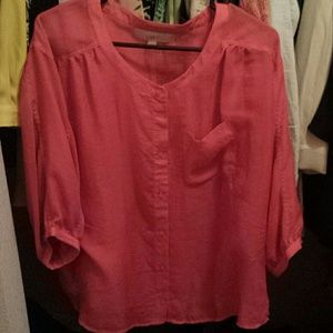 Oversized button down top