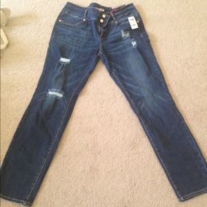 NWT destressed dark denim Charlotte Russe jeans
