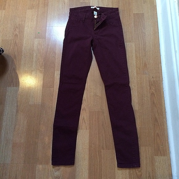 Maroon skin tight leggings/jeans