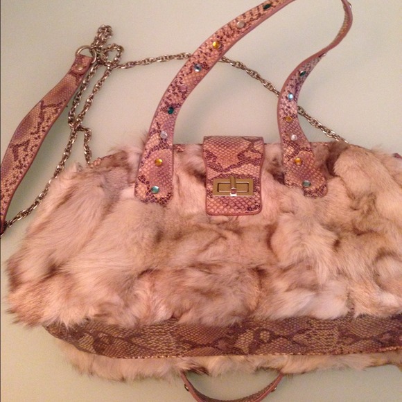 Real fur hand bag