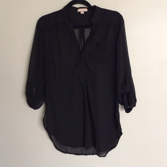 Sheer flowy black shirt- size small