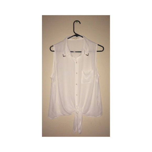 Chiffon button up gold collared edges