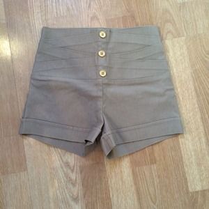Khaki high waisted shorts