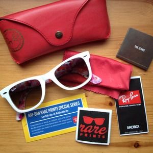 RayBan rare print white & pink wayfarers