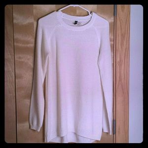 White/cream waffle tunic sweater
