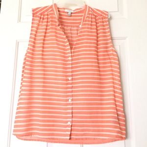 🆕J. Crew Coral and White Stripped Button Down!