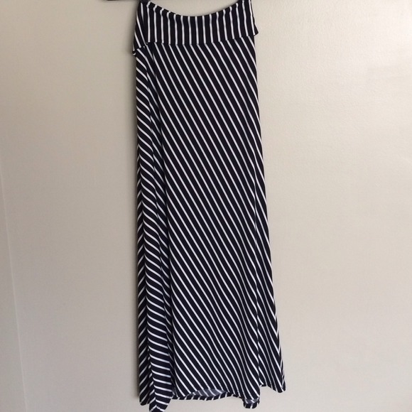 Black and white striped maxi dress- size medium