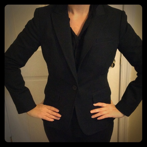 Tight fit black suit jacket