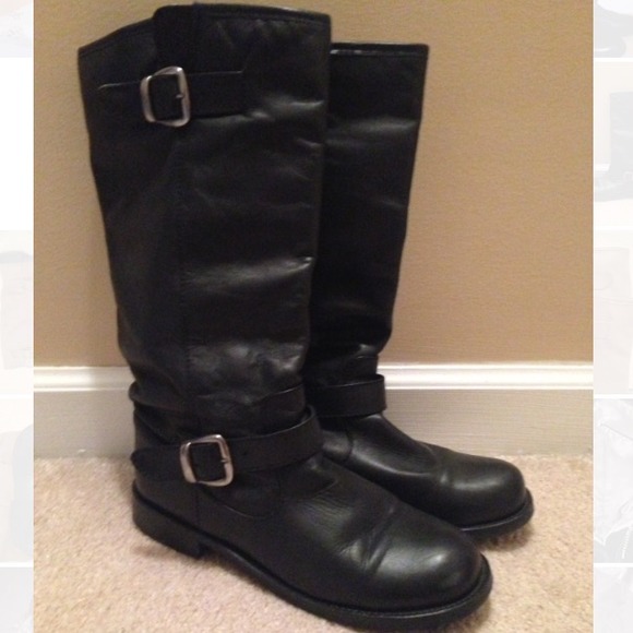 Aldo Black Leather Riding Boots
