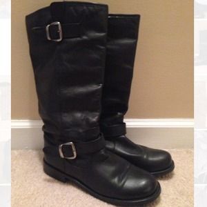 Aldo Black Leather Riding Boots
