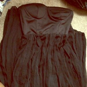 Black strapless long shear dress