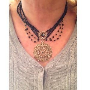 Black and Gold Medallion necklace