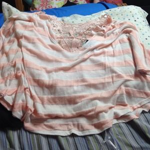 Rue 21 shirt with lace back. Peach and white color
