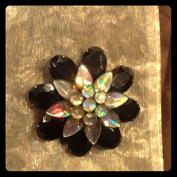 Black and crystal pin