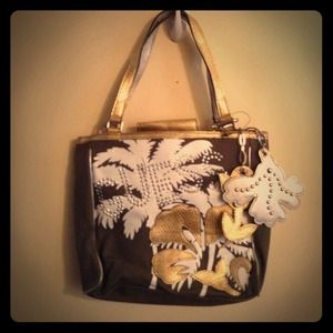 Forest Green, Gold, Silver Guess Purse