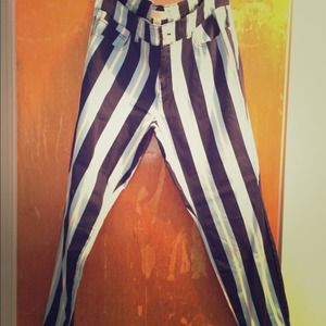 Plus Size Vertical Striped Denim Pants