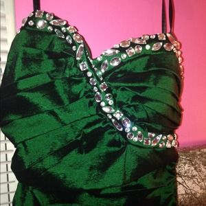 Homecoming dress; emerald. Unique opened back.