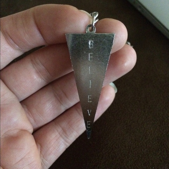 Stainless steel necklace w/triangle charm Believe