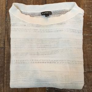 Express Slouchy White Crochet Sweater