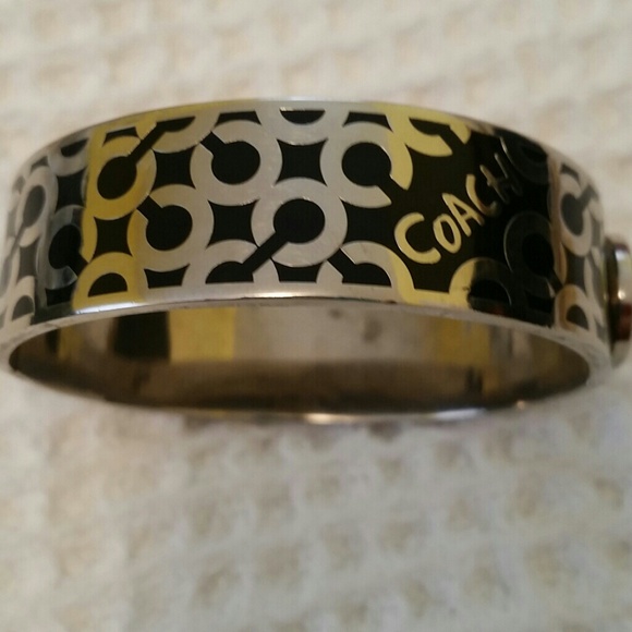 Authentic Coach signature bracelet silver black