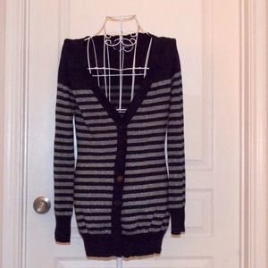 Sliver and Navy Striped Cardigan