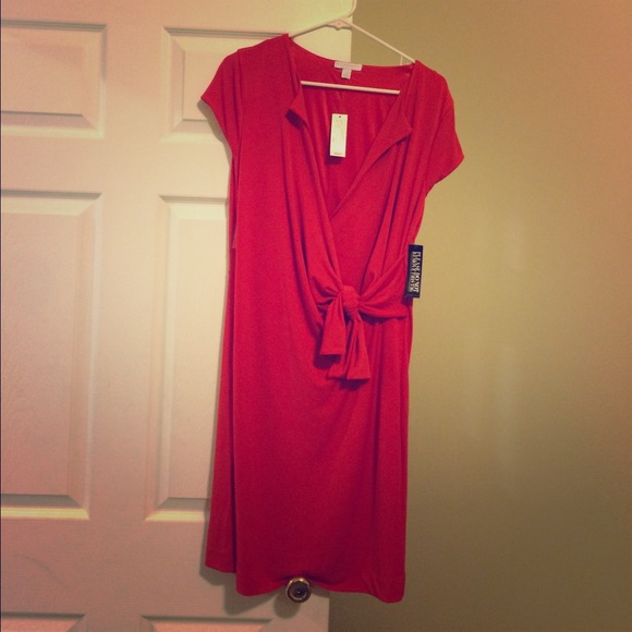 Red wrap dress