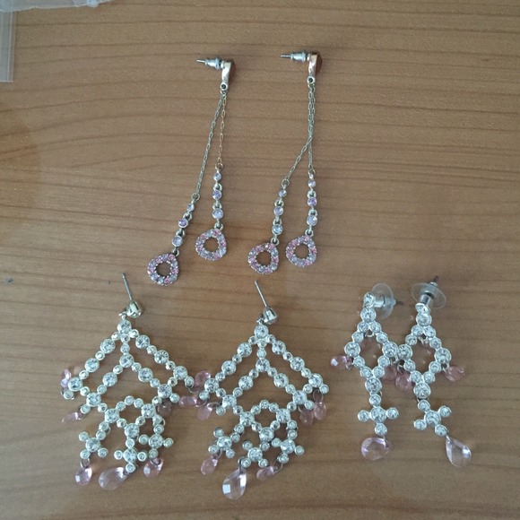 Bundle! 3/$11! 3 pairs of Earrings w/Pink Accents