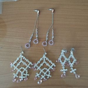 Bundle! 3/$11! 3 pairs of Earrings w/Pink Accents