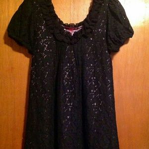 Black Lace Dress w/ Ruffled Collar