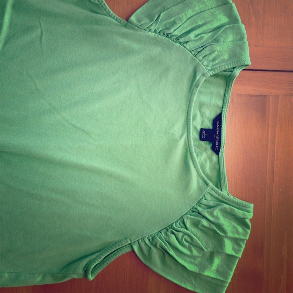 Green shirt from Banana Republic with cap sleeves
