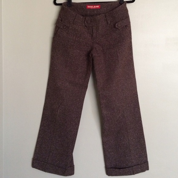Brown tweed wide leg pants From Guess- Size 26