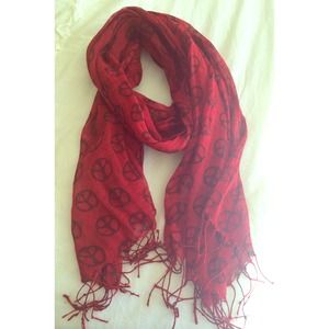 Red Peace Sign Scarf