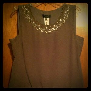 MM Couture NWT Silk Shirt w/ Glass Beaded Neckline