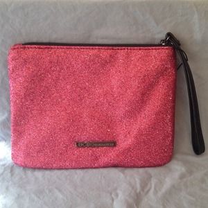 BCBGeneration Pink Darla Glitter Clutch Wristlet