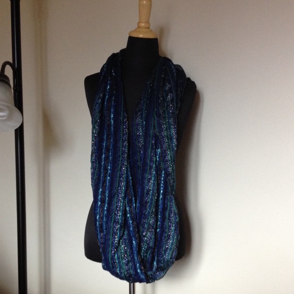 Metallic Blue Infinity Scarf from India