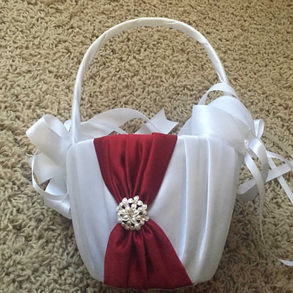 Flower girl basket and ring bearer pillow.