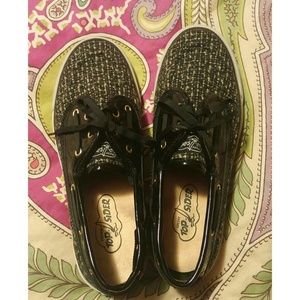 Brand New! Sperry Seamate Black Boucle Size 7