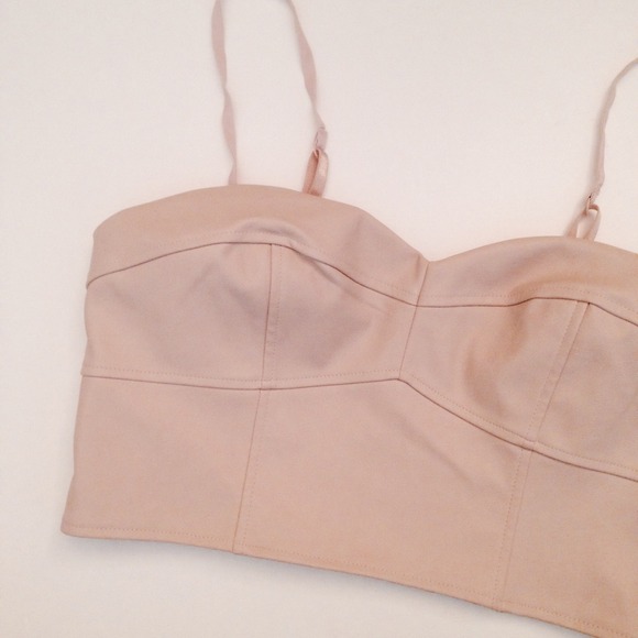Tops - Trading!!! Beige Leather Crop Top