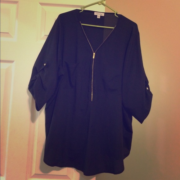 Calvin Klein gold zipper top